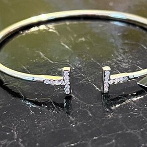 Elegant Anthropologie Gold-plated Bangle with Crystal Accents